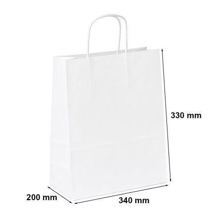 Torba cateringowa papierowa biała z uchwytami 340x200x330 mm na wynos