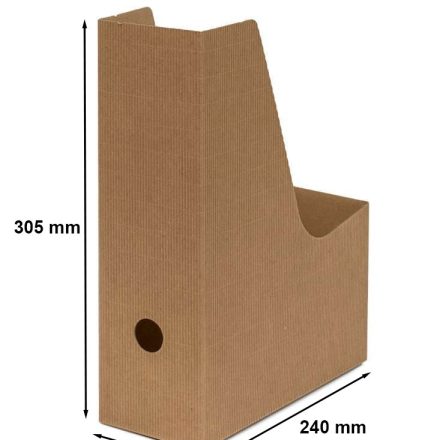 Karbowany pojemnik organizer na dokumenty A4 kartonowy brązowy 9 cm