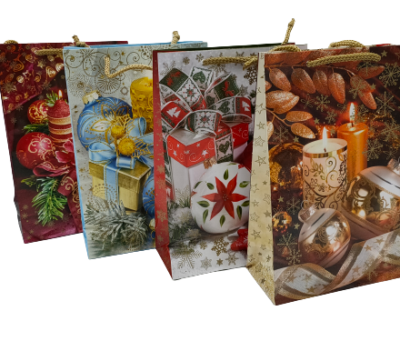 Torba świąteczna papierowa prezentowa Mikołaj MIX 160x70x240 10 szt