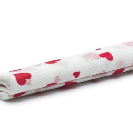 Bibuła marszczona dekoracyjna 50x200 cm biała w czerwone serca