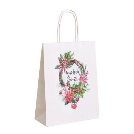 Torba świąteczna papierowa prezentowa Wianek z uchwytem 240x100x340 mm