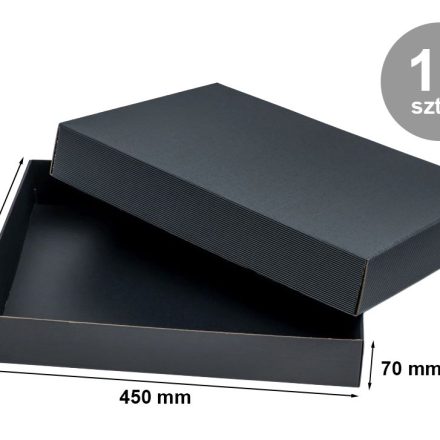 Czarne pudełka karbowane wieczkowe 450x350x70 mm, 10 sztuk