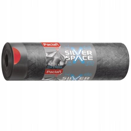 Mocne worki na śmieci Silver Space 120 l szare z taśmą, 8 szt.
