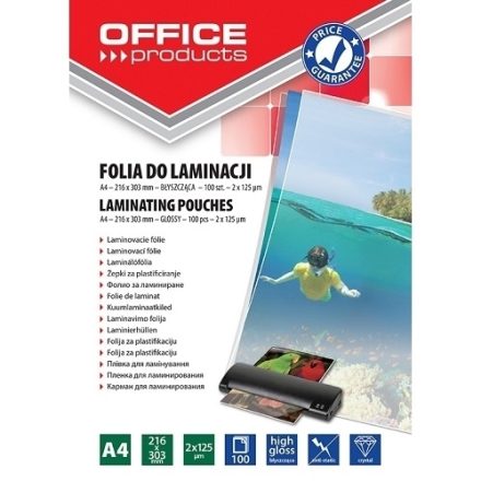 Folia laminacyjna do dokumentów A4 połysk 2x80um 100 sztuk