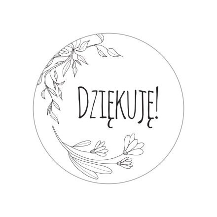 Naklejki samoprzylepne okrągłe białe Dziękuję fi 35 mm 200 szt