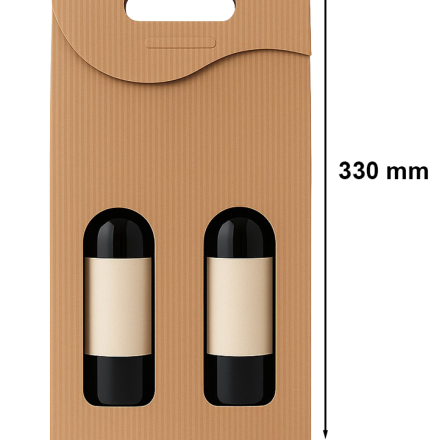 Pudełko karbowane wykrojnikowe na 2 wina 180x85x330 mm brązowe