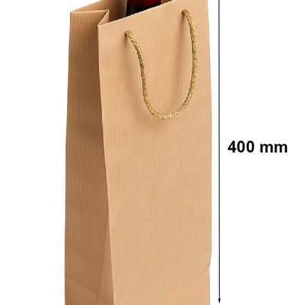 Torba papierowa na wino 120x80x400 brązowa Kraft z uchwytem sznurkowym