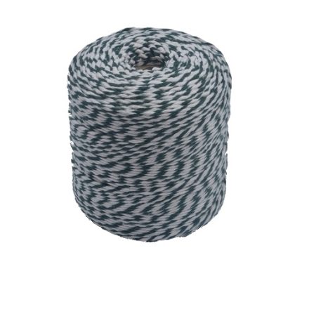 Sznurek bawełniany dwukolorowy biało-zielony 100 g, 2 mm, 42 m