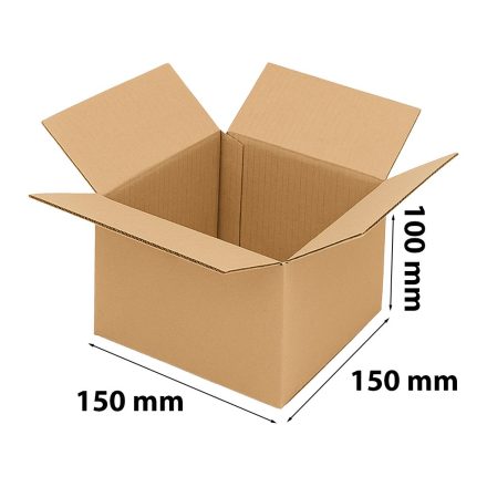 Karton klapowy 150x150x100 mm pudełko kartonowe 3-warstwowe brązowe