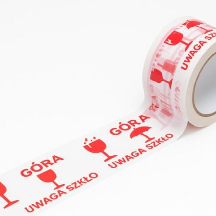 Taśma ostrzegawcza Uwaga szkło góra pakowa do paczek 48mm x 66m