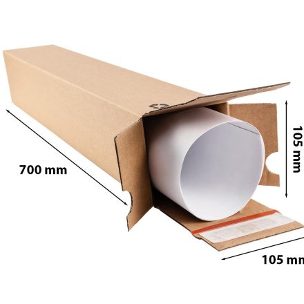 Pudełko tubowe fasonowe 105x105x700 mm, karton na plakaty i mapy