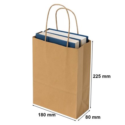 Torba papierowa brązowa gładka z uchwytem skręcanym 180x80x225 mm