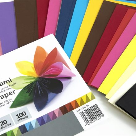Kółka do origami papierowe 10 cm, 100 szt., mix 20 kolorów, 80 g/m2