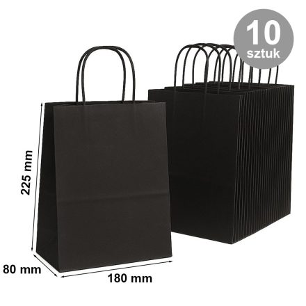 Torba papierowa prezentowa czarna z uchwytem 180x80x225 mm 10 szt