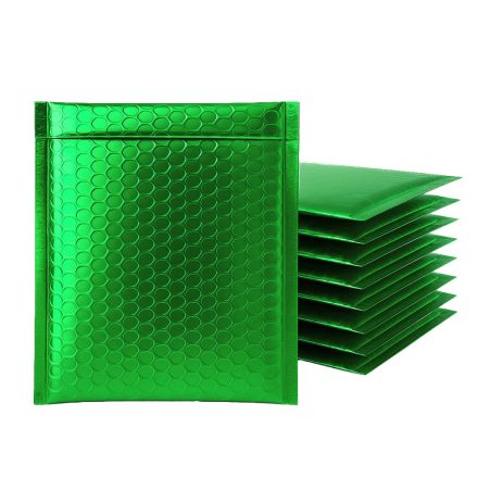 Koperty bąbelkowe na płyty CD metaliczne zielone 165x165 mm 100 szt.