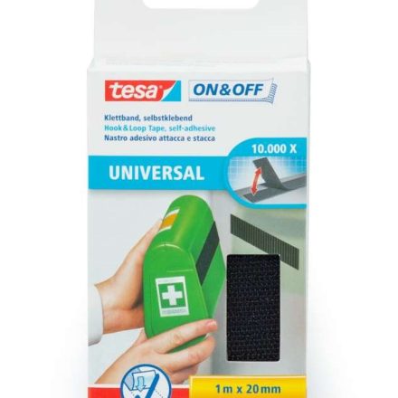 Rzep w taśmie TESA ON & OFF samoprzylepny 1 m x 20 mm czarny