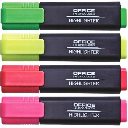 Zakreślacze fluorescencyjne, zestaw 4 szt. w etui, mix kolorów