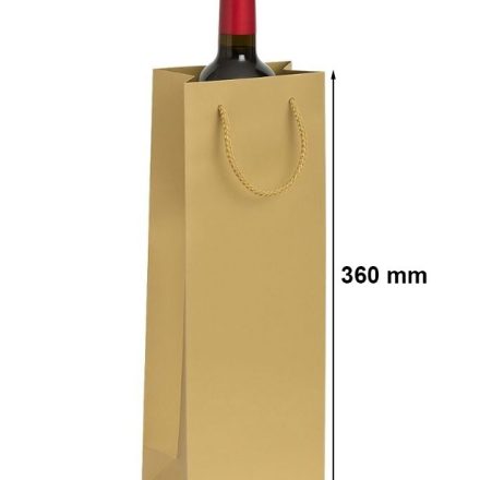 Torebka papierowa prezentowa laminowana na wino 125x85x360 złota