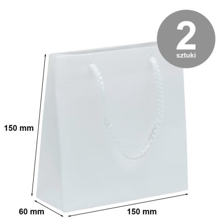 Torba papierowa matowa ozdobna 150x60x150 Biała Prążek - Pakiet 2 szt