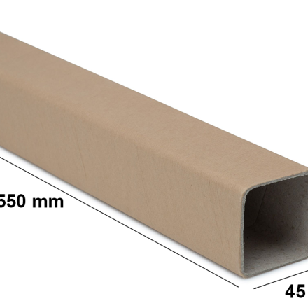 Tuba kwadratowa kartonowa 45 mm, dł. 550 mm, grubość ścianki 2,5 mm B2