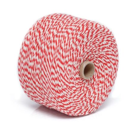Sznurek bawełniany biało-czerwony 2 mm 1 kg do makramy, szpula