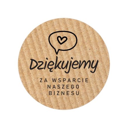 Naklejki okrągłe Kraft Dziękujemy za wsparcie 35 mm 200 szt na rolce