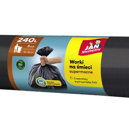 Jan Niezbędny Worki na śmieci LDPE czarne 240 l 8 szt. wytrzymałe