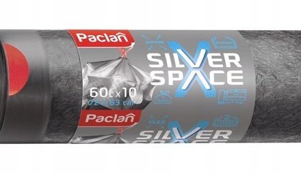 Worki na śmieci Silver Space 60 l - szare worki z taśmą, 10 szt.