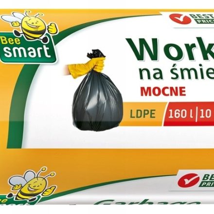 Bee Smart mocne worki na śmieci LDPE 160L czarne 10 sztuk do koszy