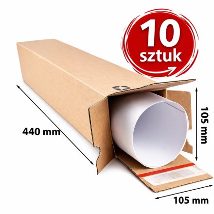 Pudełko TubeBox 105x105x440mm Karton Wysyłkowy Na Plakaty 10 sztuk