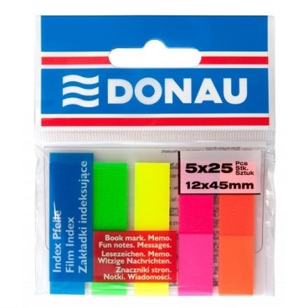 Zakładki indeksujące samoprzylepne Donau PP 45x12 mm 5x25 neon