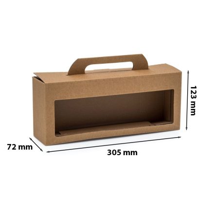 Pudełko na 4 słoiki miodu z okienkiem 0,35l 305x72x123mm karbowane