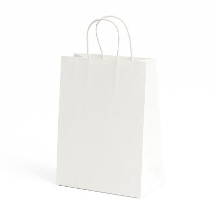 Mocna torba papierowa biała z uchwytem 310x120x420 mm, 10 szt.