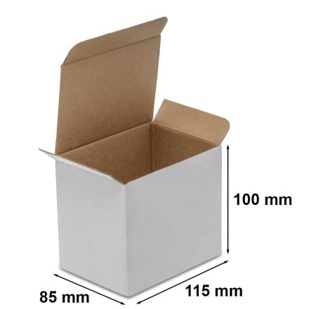 Karton wykrojnikowy pudełko fasonowe na kubek 115x85x100 mm biały F215