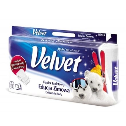 Papier toaletowy celulozowy VELVET 3-warstwowy, biały, 8 rolek