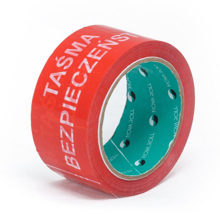 Taśma bezpieczeństwa czerwona do paczek i przesyłek 48 mm x 66 m