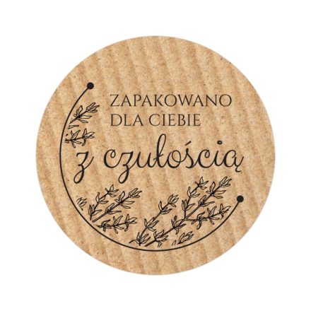 Naklejki kraft „Zapakowano dla Ciebie z czułością” 35 mm 200 szt.