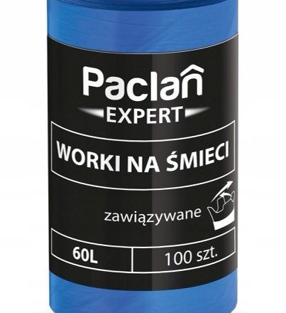 Mocne worki na śmieci Paclan Expert 60L, zawiązywane, 100 szt.