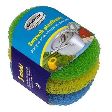 Zmywak plastikowy Grosik czyścik kuchenny do naczyń i garnków 3 szt.
