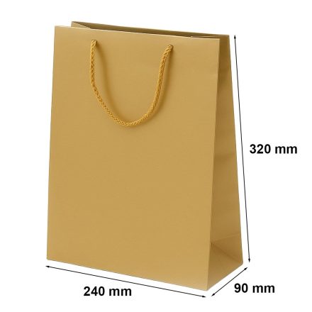 Torba papierowa laminowana złota 240x90x320 mm prezentowa z uchwytem