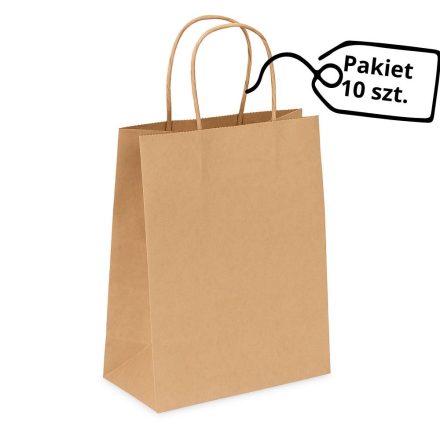 Torby papierowe kraft z uchwytem 210x120x270 mm brązowe 10 szt.