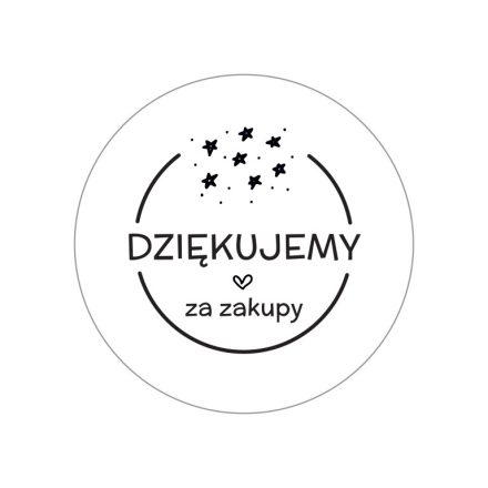 Naklejki okrągłe białe Dziękujemy za zakupy 35 mm 200 szt
