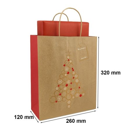Torba świąteczna ozdobna prezentowa KRAFT 260x120x320 mm Choinka