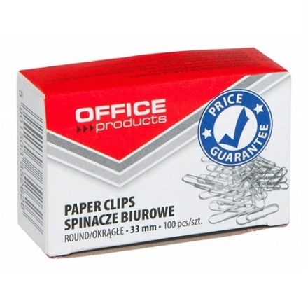Spinacze biurowe Office 33 mm niklowane metalowe srebrne 100 szt.