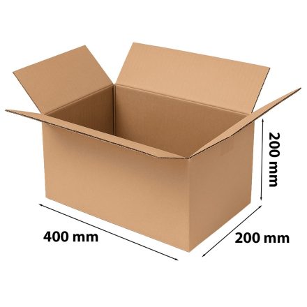 Karton klapowy 400x200x200 mm, pudełko paletowe 3-warstwowe brązowe