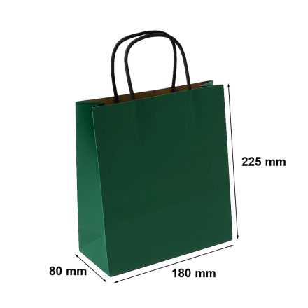 Torebki papierowe prezentowe małe zielone 180x80x225 z uchwytem
