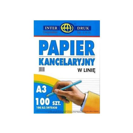 Papier kancelaryjny A3 w linie do podań 420x297 mm 100 ark. 60 g/m2