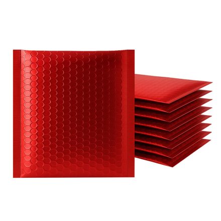 Koperty bąbelkowe metaliczne czerwone 165x165 mm 100 szt.