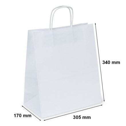 Torba papierowa biała zakupowa z uchwytem 305x170x340 mm 17,5 l