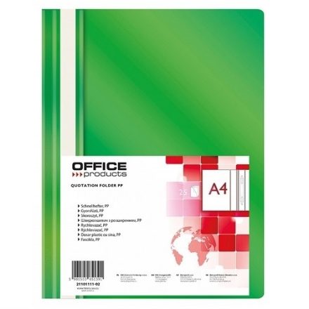 Skoroszyt wpinany Office Prod. A4 PP zielony 25 szt. biurowy